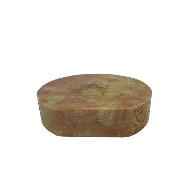 Hand Carved Soapstone Desk Accessory Holder With Floral Design - Picture 8 of 11